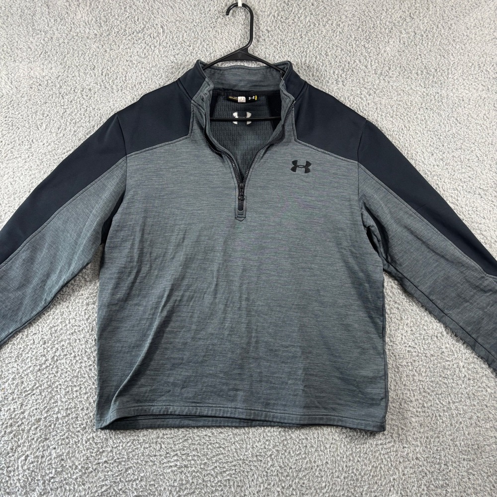 Under Armour Mens XL‎ Grey Black Heathered Half Zip Pullover Training Top